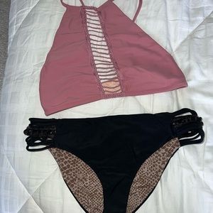 Acacia swimwear Pink and Black two piece bikini